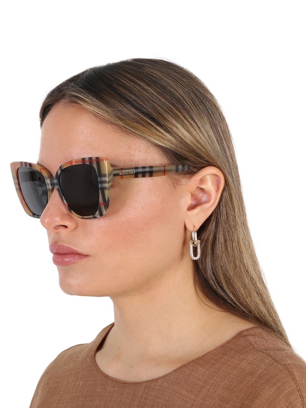 Burberry Meryl BE4393 377887 Sunglasses Women's Vintage Check/Dark Grey 54mm